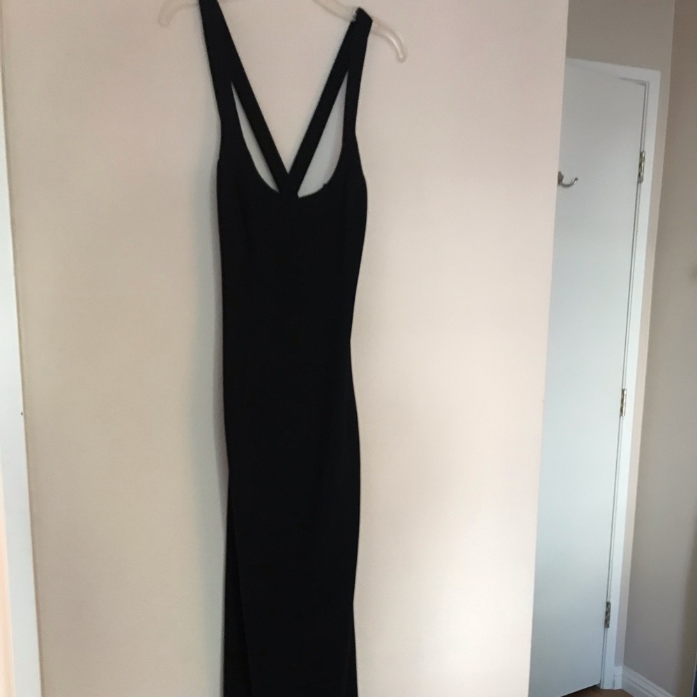 Cache black evening dress plunging back
